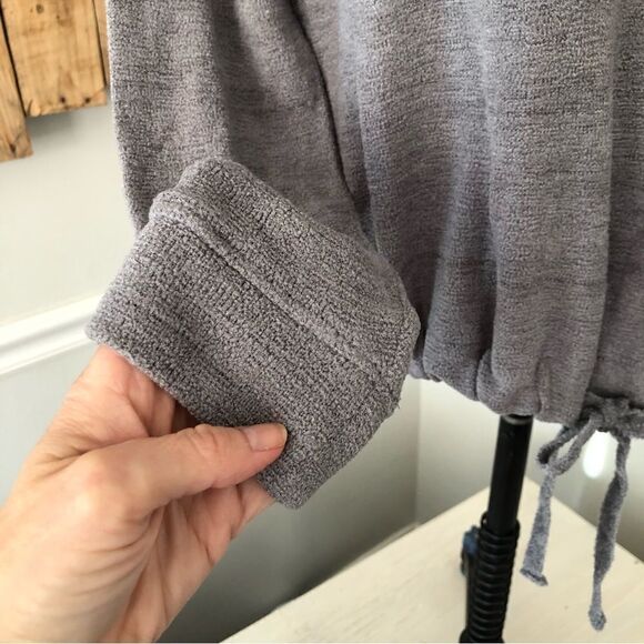 THREE DOTS Pullover Sweater Velour Knit Scoop Neck Charcoal Grey Women‎ Size M - Picture 4 of 10